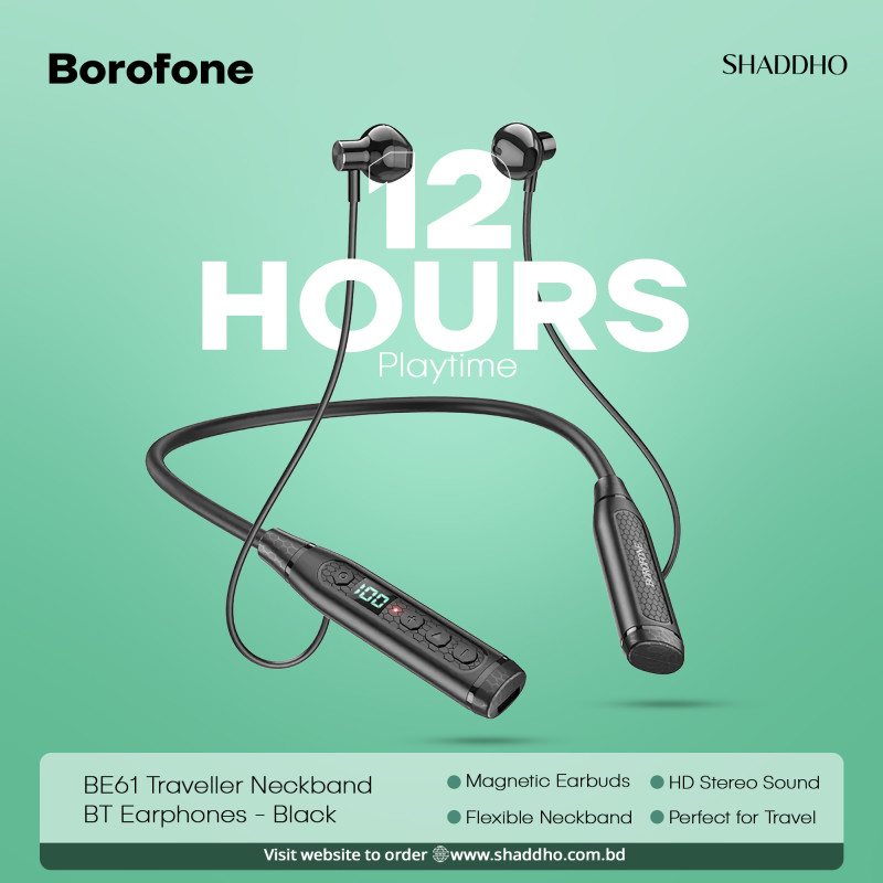 Borofone BE61 Traveller Neckband BT Earphones - Black
