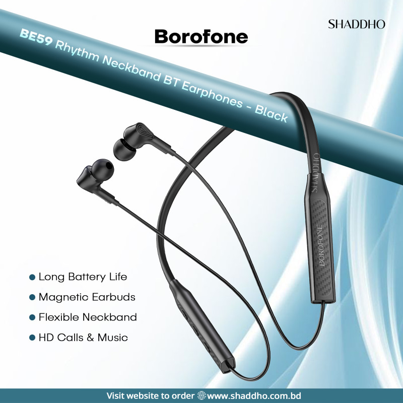 Borofone BE59 Rhythm Neckband BT Earphones - Black