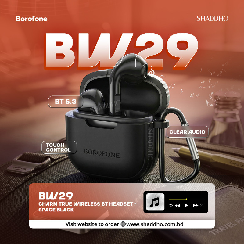 Borofone BW29 Charm True Wireless BT Headset - Space Black
